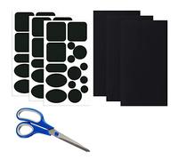 Skystuff 48 Pcs Down Jacket Patches with Scissors Nylon Repair Tape Self-Adhesive Repair Patch for Jacket Tent Outerwear Repair（Black）