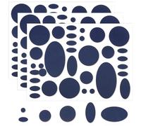 Skystuff 96 Pieces Down Jacket Patches Nylon Repair Tape Self-Adhesive Repair Patch for Jacket Tent Outerwear Repair, Fix Holes in Clothing, Sleeping Bags, Round and Oval Shape, Darkblue