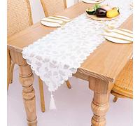 Skystuff Christmas Table Runners, White Christmas Runners Bronzing Tablecloth Christmas Runners Table Centerpiece for Christmas Party Favors Holiday Family Dinner Gathering (Leaves)