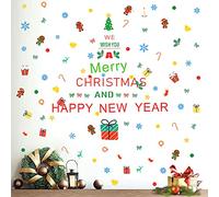 Skystuff Christmas Wall Sticker Large Christmas Tree Wall Stickers Merry Christmas Quotes Wall Decals Wall Art Murals Decals for Christmas Party Supplies Window Clings Door Fridge (A)