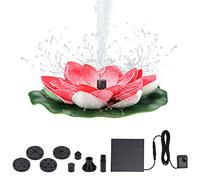 Skystuff Solar Fountain With 6 Nozzles, Garden Water Pump for Bird Bath, Pool and Decoration - 1.2W Lotus Design in Red
