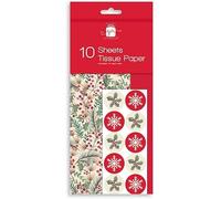 SKYTE® 10 Sheets of Christmas Tissue Paper Traditional Holly Design Present Gift Wrapping