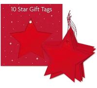 SKYTE® 10x Luxury Christmas Star Gift Tags Glitter Shiny Tags Festive Present & Gift Wrap Tag with Hanging String Winter Holiday Gifts Art & Craft (RED)