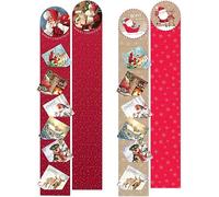 SKYTE® 2 Pack Christmas Card Holder - Cute Red & Gold Festive Designs - Each Holds 28 Cards (56 Total Cards) | Great For Xmas, Hanging Wall, Gift, Home & Office Decoration- XC0028