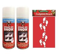 SKYTE® 2 x Artificial Snow Spray + Elf Cute Santas Footprint Stencils for Christmas Party Celebration