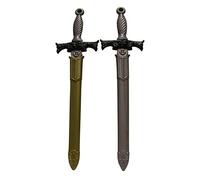 SKYTE 2 x Kids Plastic Toy Sword Pirate Ninja Knight Fancy Dress Costume Accessory Christmas Halloween Birthday Gift, Gold, Silver, 65cm