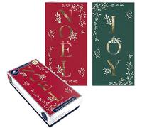 SKYTE® 20 Boxed Luxury Slim Christmas Cards with Foliage, Red Envelopes and Foiled Envelope Seals, Seasons Greetings & Merry Christmas - 215mm x 115mm