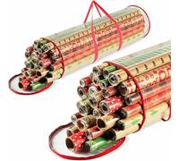 SKYTE® 24 Rolls Xmas Gift Wrap Storage Bag Organiser Christmas Birthday Clear Cylinder Wrapping Paper Stores Baubles Tinsels Lights Tidy Storage, large