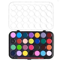 SKYTE® 28 Watercolour Paint Set With Paint Brush Kids Adult Arts & Craft Beginner Set Professional Assorted Colours Non Toxic Portable School Palette