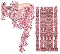 SKYTE® 2m Christmas Tinsels, Red&White Candy Mix Tinsel Garland for Christmas Tree Decoration, Thick & Thin Metallic Chunky Tinsel for Xmas Party Wall Garland Tree Indoor and Outdoor Décor