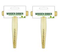 SKYTE® 2x 8" Wooden Measurement Dibber Plant Seed Utensil Planting Durable Natural Wood Garden Dibber Seed Bulb Flower Depth Planting Gauge T Handle Measuring Tool