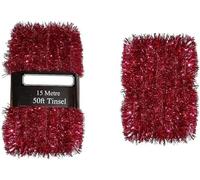 SKYTE® 3 pack 50FT Luxury Metallic Tinsel Garland Very Long Christmas Tinsel Shiny Christmas Party Indoor and Outdoor Decorations Tree (red))
