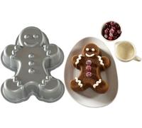 SKYTE® 3 Pack Cake Pan Gingerbread Man Shape Mould Kids Fun Birthday Cupcake Baking Oven Tray Non Stick - Silver
