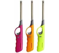 SKYTE 3 Pack Kitchen BBQ Lighter - Candle Gas Cooker Oven Stove Clicker Long Camping Refillable Fire Stem With Safety Lock - 27cm, Multicolor