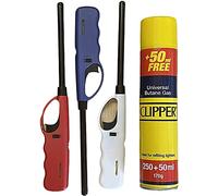 SKYTE® 3x BBQ Lighters Refillable Safety Gas Candle Fire BBQ Lighter & Clipper Gas Fuel Lighter Refill