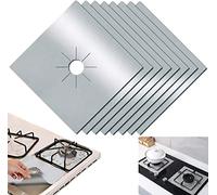 SKYTE® 4 Pack 2 in 1 Reversible Gas Hob Cover Thin Sheet for Kitchen Range Restaurants Schools Reusable Burner Protector Non Sticky Universal Fit Easy Clean Washable Heat Resistance Stove Mats Silver