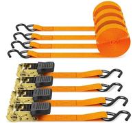 SKYTE® 4 Pack 4.5m x 25mm Ratchet Tie Down Lashing Straps With S Hooks Tensioning Belt Load Securing Straps Heavy Duty Ratchet Straps 100KG Quick Release Heat Treated