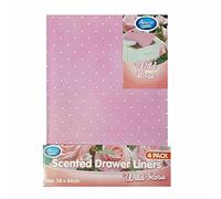 SKYTE 4 Pack Luxury Scented Drawer Liners Sheet Fragrance of Fresh Linen for Home's Drawers, Wardrobes Cupboard 58cm x 43cm (Wild Rose), (5010)