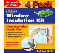 SKYTE® 4 Pack Window Insulation Kit Home Office Shrink Clear Film Winter Draught Excluder Condensation Frost Heating Glass Double Glazing Cold Weatherproofing Transparent