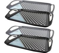 SKYTE® 4 x Anti-Slip Plastic Party New Drinks Serving Kitchen Trays High Grip Rubber Handles Surface, Food Tray Rectangular Top and Bottom Non Slip Tray Plastic, Trays for Eating Dinner Multipurpose