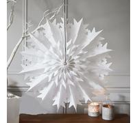 SKYTE® 5-Piece Snowflake Christmas Decorations- Hanging Holiday Backdrop & Party Decorations - Elegant Winter Wonderland Paper flower Ornaments with 30m Long String & Dot Glue - White