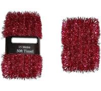 SKYTE® 50FT Luxury Metallic Tinsel Garland Very Long Christmas Tinsel Shiny Christmas Party Indoor and Outdoor Decorations Tree (red)