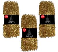 SKYTE® 50ft Tinsel Garland For Christmas Tree Decorations Xmas Thick Metallic Sparkly Foil Long Wide Stairs Crafts (Gold)