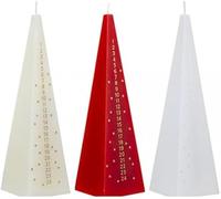 SKYTE® 6 x 21cm Advent Pyramid Candle Christmas Countdown Dinner Candle (Pack of 3)- White, Red & Ivory
