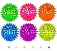 SKYTE® 6x Spiky LED Flashing Bouncy Disco Balls with Light, Squishy Stress Relief Fidget Squeezy Spikey Ball Toy for OCD ADHD ADD & Autism High Anxiety Levels 6.5cm