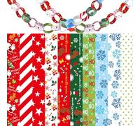 SKYTE® 80 Christmas Paper Chains - 4 Different Designs, Ho Ho, Santa, Snowman - Metallic - XP0214