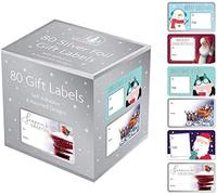 SKYTE® 80 Silver Foil Adhesive Label Christmas Gift Labels with 6 Different Designs - Traditional & Assortted- XA0115