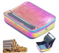SKYTE® Automatic Rolling Tin Cigarette Machine Baccy Portable Metal Box for Rolling Tobacco, Smoking Roller and Storage Case (Rainbow)