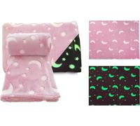 SKYTE® Baby Blanket Fleece Glow in Dark Soft Baby Blanket 70 x 90 cm Fleece Blanket for Crib Pram Boys Girls Cot Bed Swaddle Pram Shawl Wrap Toddler (Pink) - FS757