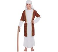 SKYTE Children’s White and Brown Shepherd Costume Xmas Joseph Costume Nativity Play Pantomime Fancy Dress Outfit for Kids Multiple Sizes Christmas Fancy Dress for Boys 10-12 years