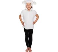 SKYTE Children’s White Sheep Costume Fleece Lamb World Book Day School Play Xmas Nativity Halloween Animal Fancy Dress Outfit for Kids Fancy Dress for Girls and Boys 4-6