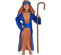SKYTE Children's Blue and Brown Shepherd Costume for Boys, Christmas Fancy Dress for Nativity Play, School Fairs, and Festive Celebrations 4-6 years