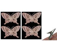 SKYTE® Christmas 4 Pack Clip on Glitter Butterfly Tree Decoration, Wire Wedding Home Flower Pot Christmas Party Home Decor - Rose Gold