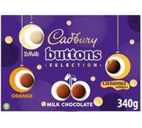 SKYTE® Christmas Buttons Mixed Selection Box, 4 Bags of Dairy Milk, Orange, White, Salted Caramel Nibbles, Gift for Christmas - 340g