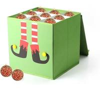 SKYTE® Christmas Collapsible Santa Elf Storage Box, 28 cm, for Plush Decorations, Baubles, Ornaments, Lights, Tree, and More Christmas Decorations (Elf)