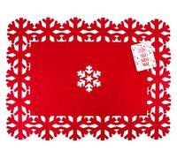 SKYTE® Christmas Felt Table Mat - Red Snowflake Dinner Table Placemats Mat - Christmas Tableware Xmas
