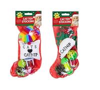 SKYTE Christmas Interactive Cat or Dog Toys Pet Stocking with Squeaky bones, a pull rope and a tennis ball, Xmas Interactive Chew Toy for Pet Indoor (One Size, Dog)