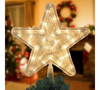SKYTE® Christmas Led lightup Tree Topper, Gold Glittered Hollow Christmas Star for Christmas Tree, New Year Holiday Decoration for Indoor