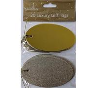 SKYTE® Christmas Luxury Gift Tags Traditional Christmas Kraft Gift Tags, Xmas Kraft Paper Tag Shiny Festive Present & Gift Wrap Winter Holiday Gifts Art & Craft Luggage (20 GOLD GLITTER GIFT TAGS)