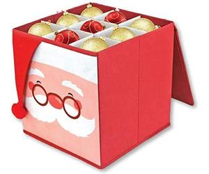 SKYTE® Christmas Storage Santa Box Collapsible Christmas Fabric Sturdy Storage Box for Xmas Baubles Ornaments Lights & More