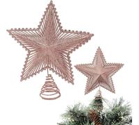 SKYTE® Christmas Tree Topper Star | 25 cm - Size | Glittered Star | Metal Glitter Star Tree top | Xmas Party Decoration Ornaments | For Christmas Tree Decorations (Rose Gold)