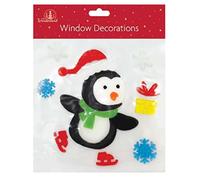 SKYTE® Christmas Xmas Window Stickers Gel Jelly Decals Decorations Multicoloured Christmas Window Gel Clings Glass Decorations with Santa Reindeer Snowman Penguin Snowflakes (Single Penguin)