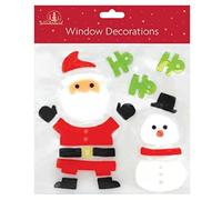 SKYTE® Christmas Xmas Window Stickers Gel Jelly Decals Decorations Multicoloured Christmas Window Gel Clings Glass Decorations with Santa Reindeer Snowman Penguin Snowflakes (Santa Clause & Snowman)
