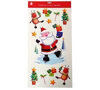 SKYTE Christmas Xmas Window Stickers Gel Jelly Decals Decorations Multicoloured Christmas Window Gel Clings Glass Decorations Santa Reindeer Snowman Penguin Snowflakes (Santa Skiing), One Size