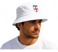 SKYTE England Bucket Hat St George's Cross Polyester Sun Hat Essential Football Fan Gear for Men & Women World Cup & St George's Day Euro Soccer Celebration One Size Fits All White