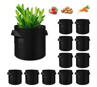SKYTE® FABRIC PLANTING POTS Heavy Duty Aeration Fabric Pots Container with Handles, Reusable and Durable, for Growing Trees Flowers Fruits Vegetables (10L FABRIC)